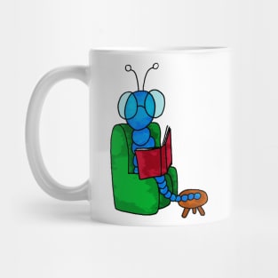 cute worm reading a book Mug